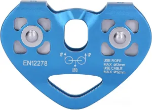 High Load Bearings Pulley and MountaineeRings and rc Trailer Pulley, for Long-Lasting Aviation Aluminum Double Shaft Climbing Pulley, for Rock Climbing Accessory (Blue)