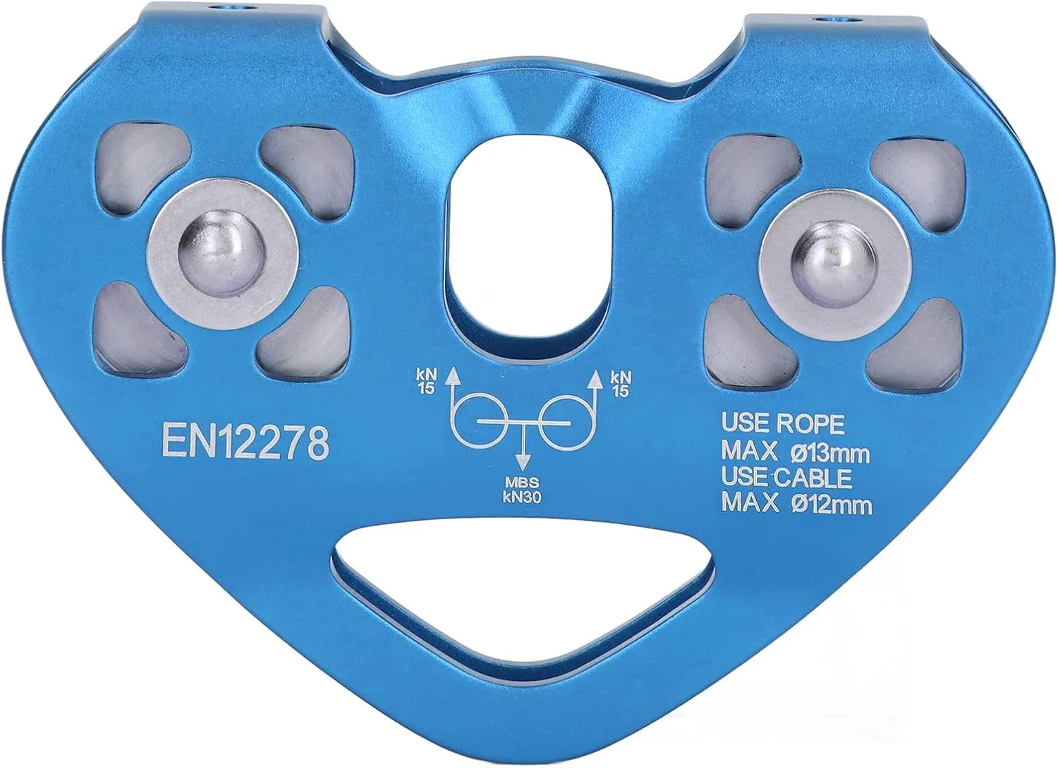 High Load Bearings Pulley and MountaineeRings and rc Trailer Pulley, for Long-Lasting Aviation Aluminum Double Shaft Climbing Pulley, for Rock Climbing Accessory (Blue)