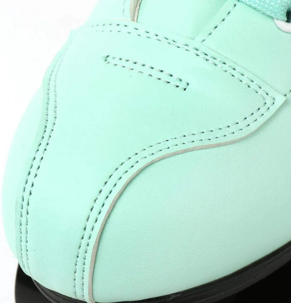 High-Top Roller Skates for Women - Cozy Green PU Leather, Indoor Outdoor Double-Row Skates for Beginners With Shoes Bag