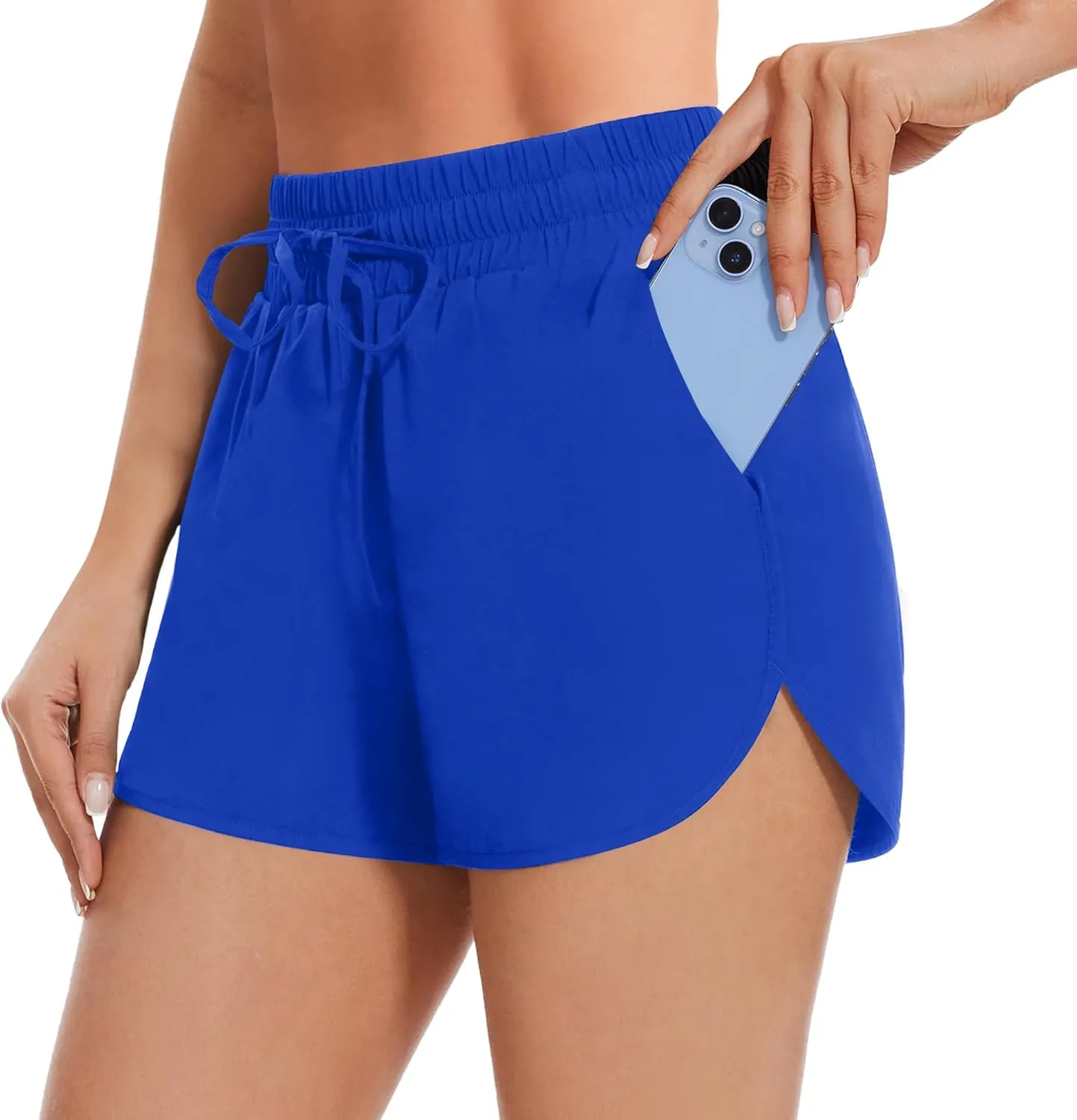 High Waisted Running Shorts for Women with Pockets, 2.5" Black Athletic Workout Gym Yoga Spandex Dolphin Shorts