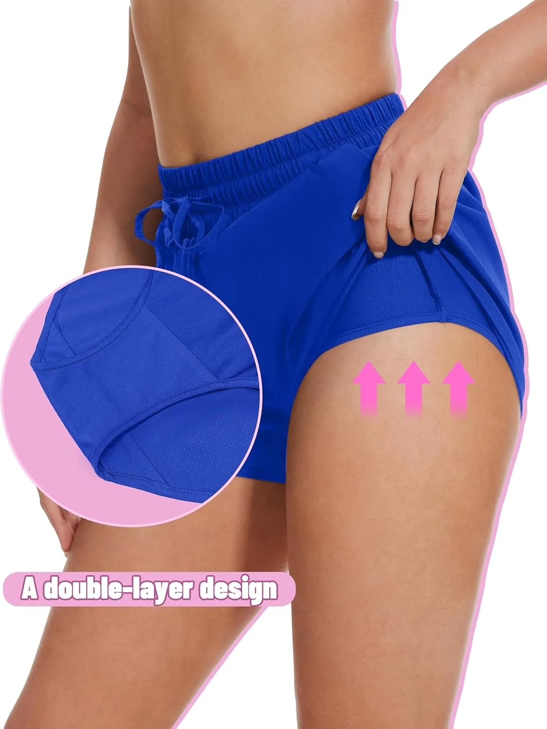 High Waisted Running Shorts for Women with Pockets, 2.5" Black Athletic Workout Gym Yoga Spandex Dolphin Shorts