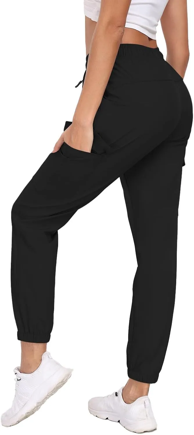 Hiking Pants for Women UPF 50  Cargo Quick Dry Water Resistant Elastic Waist Zip Pockets Travel Work Lightweight Running