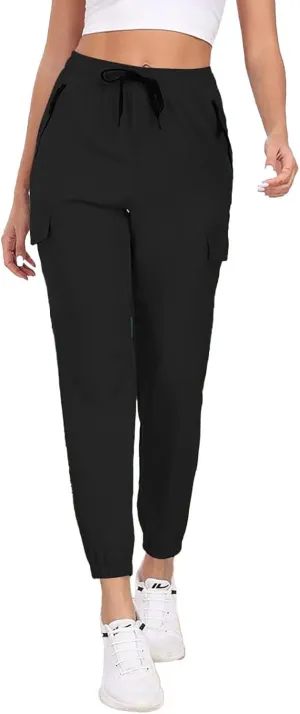 Hiking Pants for Women UPF 50  Cargo Quick Dry Water Resistant Elastic Waist Zip Pockets Travel Work Lightweight Running