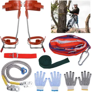 Homaisson Tree Climbing Spikes Set, Adjustable Tree Climbing Spikes Kit, Complete Tree Climbing Gears with Safety Belt