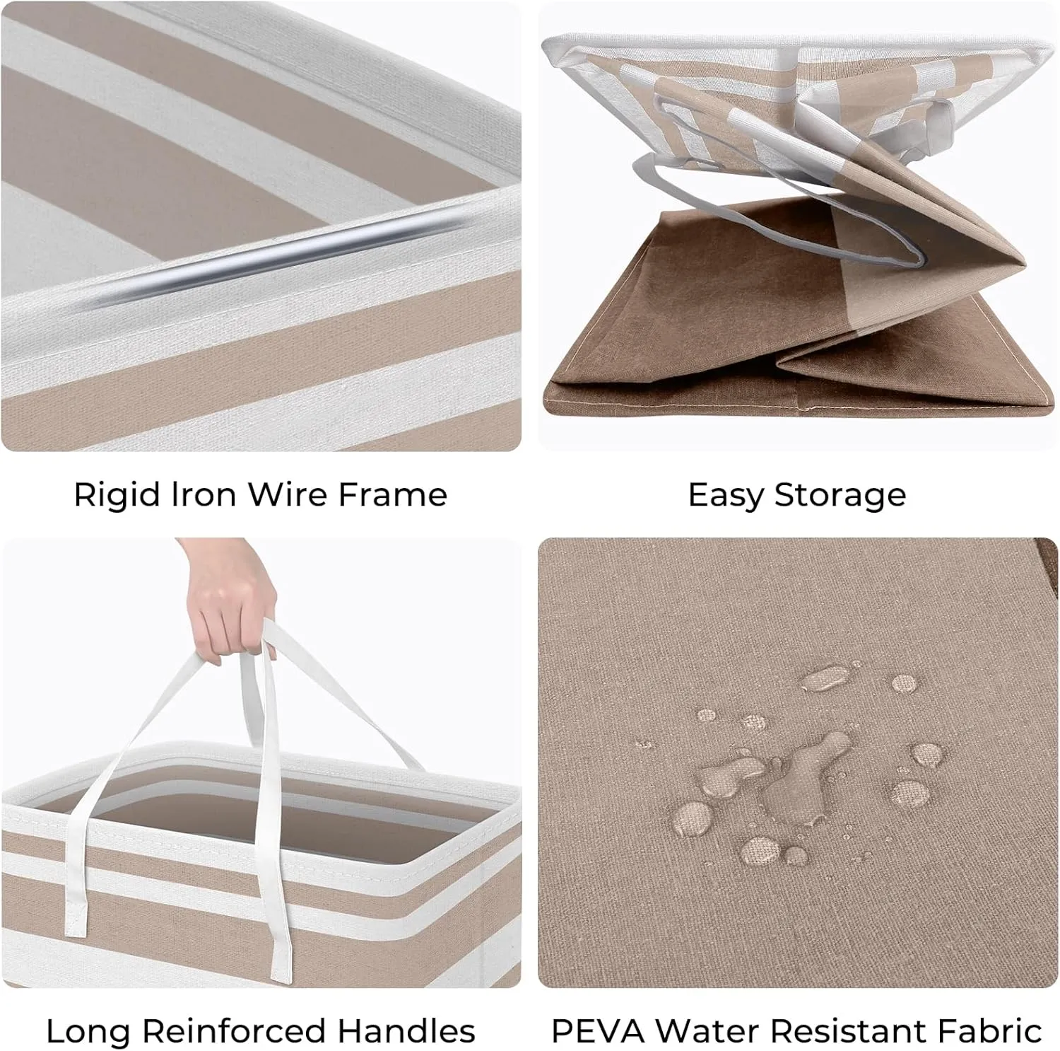 HomeHacks 2-Pack Large Laundry Basket, Waterproof, Freestanding Laundry Hamper, Collapsible Tall Clothes Hamper with Extended Handles for Clothes Toys in the Dorm and Family (Brown, 75L)