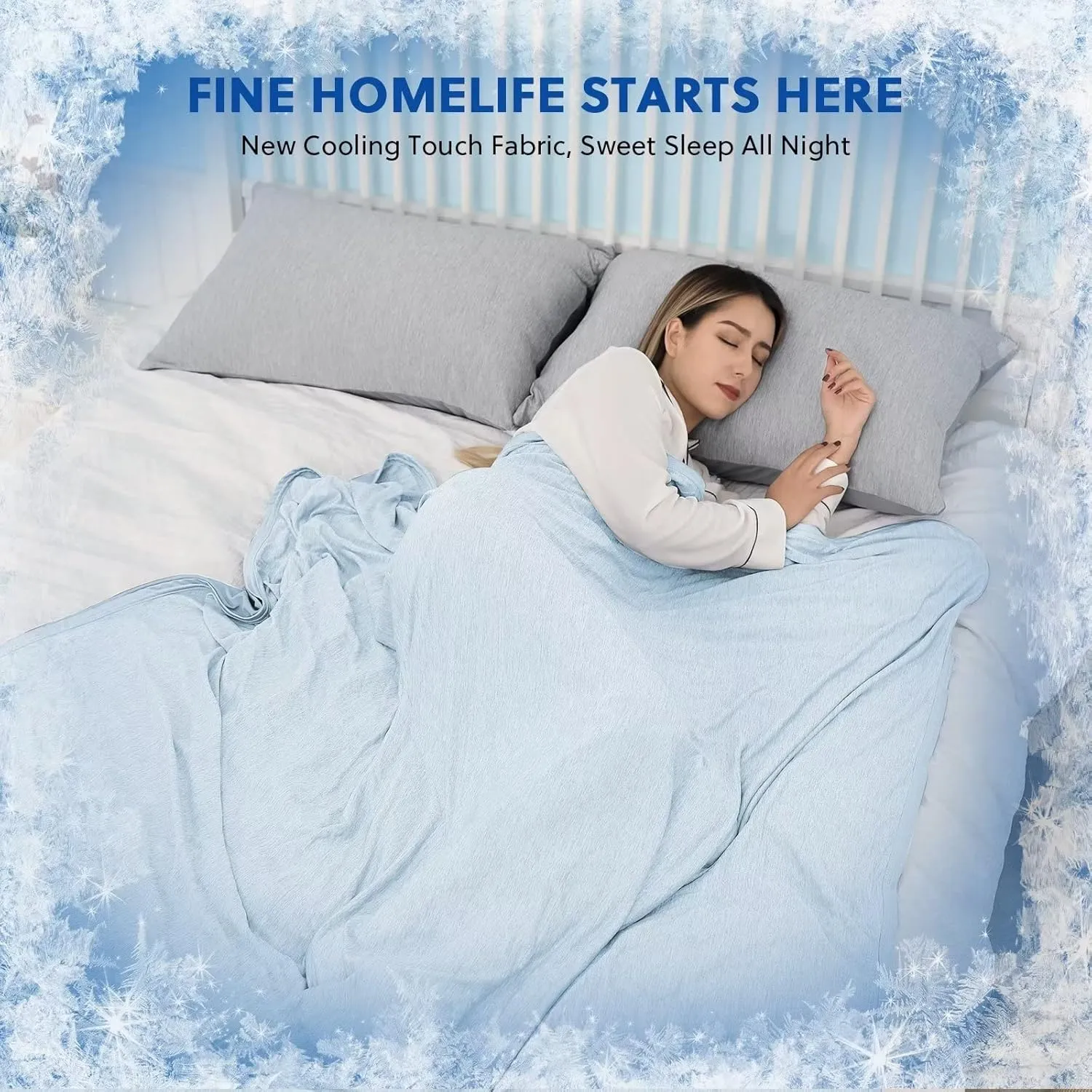 HOMFINE Cooling Blankets for Hot Sleepers - Summer Blanket Thin Lightweight Breathable Soft Double Side Enhanced Cooling Blanket for Bed Sofa, Keep Cool for Night Sweats (Light Blue, 60 x 80 inches)