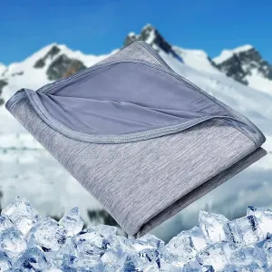 HOMFINE Cooling Blankets for Hot Sleepers - Summer Blanket Thin Lightweight Breathable Soft Double Side Enhanced Cooling for Bed Couch Sofa, Keep Cool for Night Sweats (Blue, 90 x 90 inches)