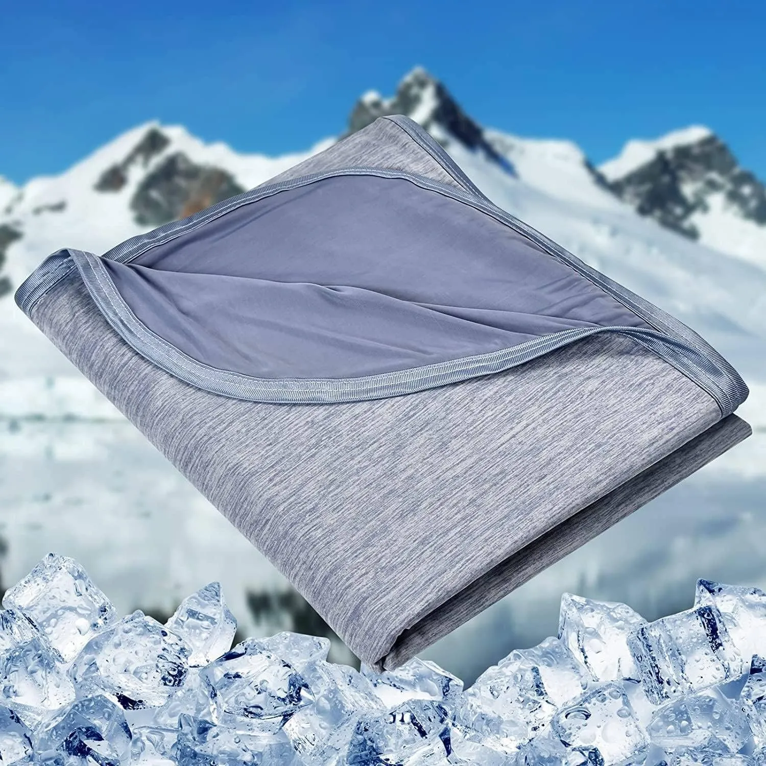 HOMFINE Cooling Blankets for Hot Sleepers - Summer Blanket Thin Lightweight Breathable Soft Double Side Enhanced Cooling for Bed Couch Sofa, Keep Cool for Night Sweats (Blue, 90 x 90 inches)
