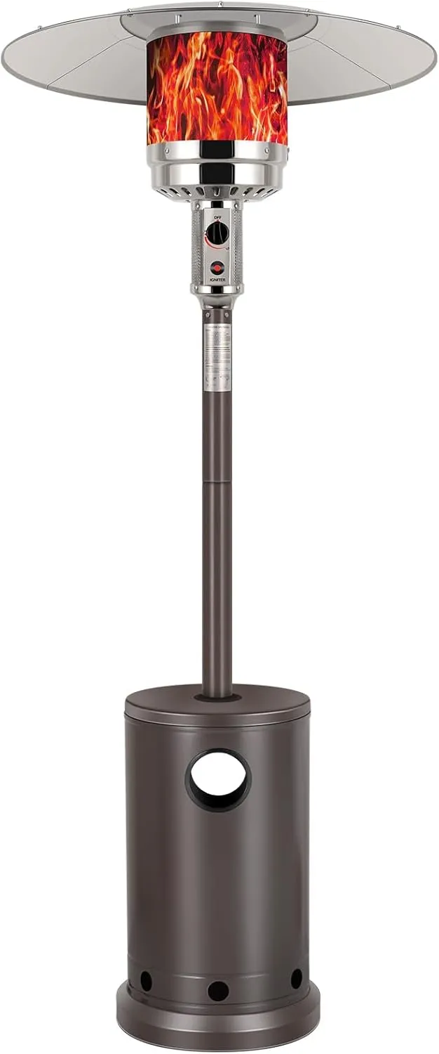 Hykolity 50,000 BTU Propane Patio Heater with Table Design, Stainless Steel Burner, Triple Protection System, Wheels, Outdoor Heaters for Patio, Garden, Commercial and Residentia(Brown)