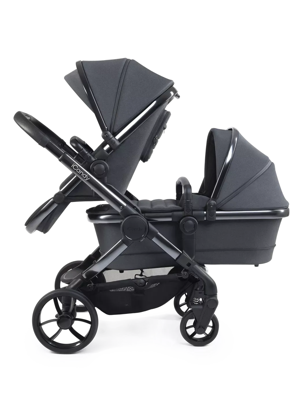 iCandy Peach 7 Double Pushchair Bundle - Phantom/Dark Grey