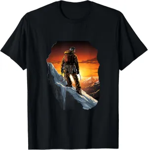 Ice Climbing Ice Climber Snow Rock Mountain Sunset T-Shirt
