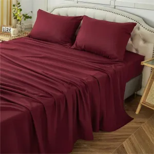 ILAVANDE Queen Sheets Set 4 Piece, Hotel Luxury Super Soft 1800 Series Microfiber Queen Bed Sheets Set-Wrinkle Free & Breathable-14 Deep Pocket Burgundy Sheets for Queen Size Bed(Queen,Burgundy)