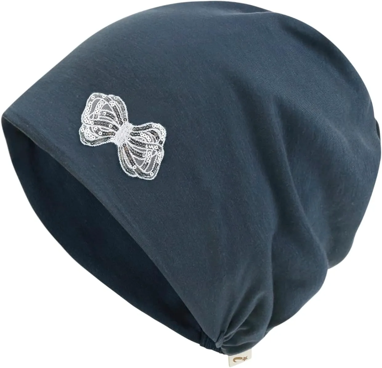 ililily Tencel Lyocell Flower Trim Chemo Hair Loss Beanie Ultra Soft Stretchable Head Cover Sleep Hat