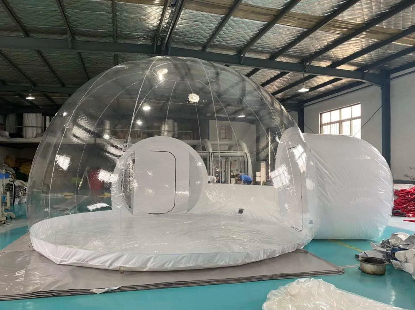 Inflatable Commercial Grade PVC Clear Eco Dome Camping Bubble Tent W/Fan (Size: 20ft.(D) x 10ft.(H))