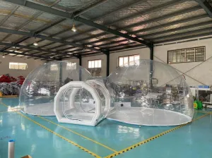 Inflatable Commercial Grade Two Room PVC Clear Eco Dome Camping Bubble Tent W/Internal Fan New