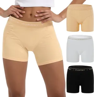 INNERSY Women's 4" Inseam Boxers Briefs Cotton Boyshorts Underwear Ladies Panties 3-Pack