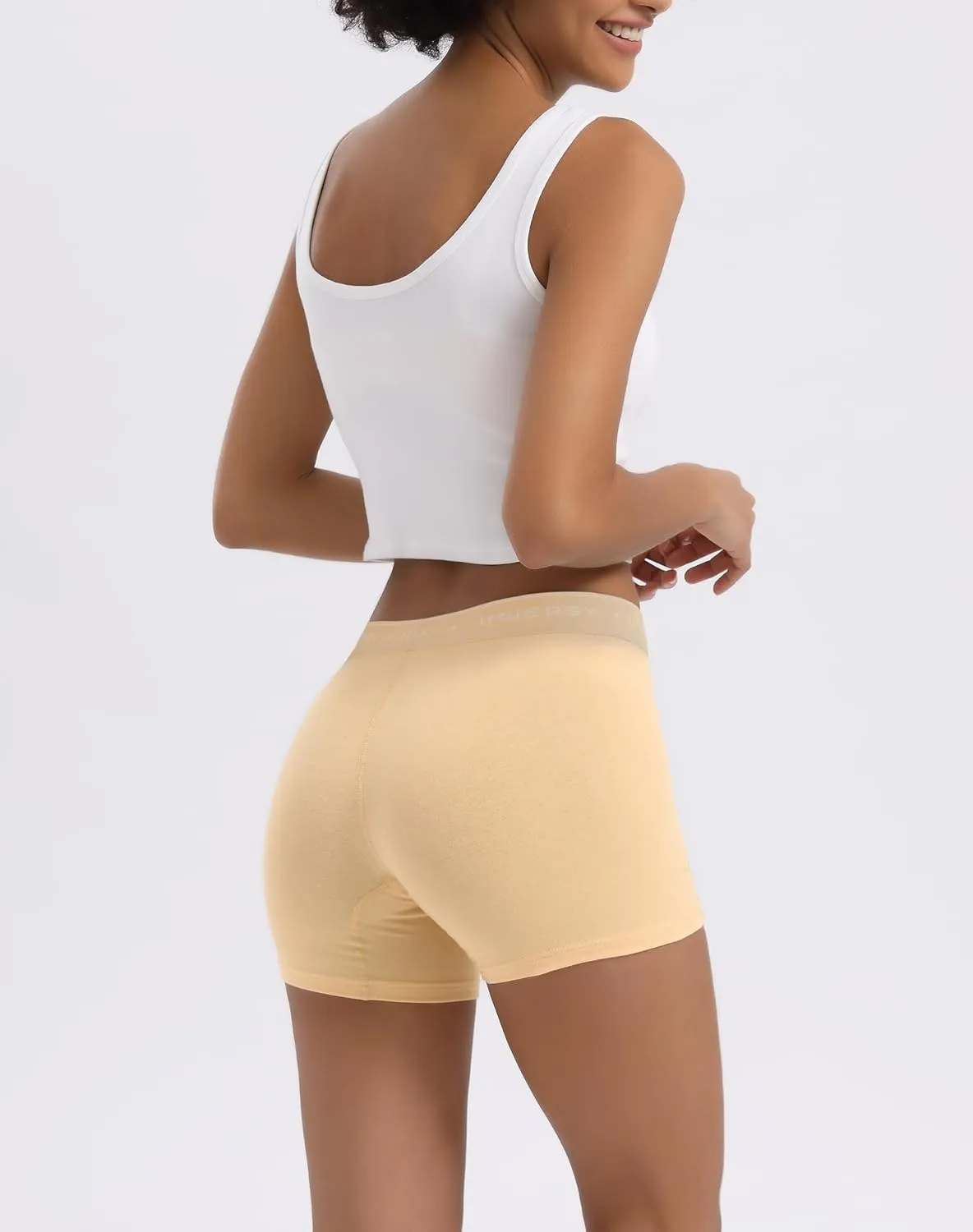 INNERSY Women's 4" Inseam Boxers Briefs Cotton Boyshorts Underwear Ladies Panties 3-Pack