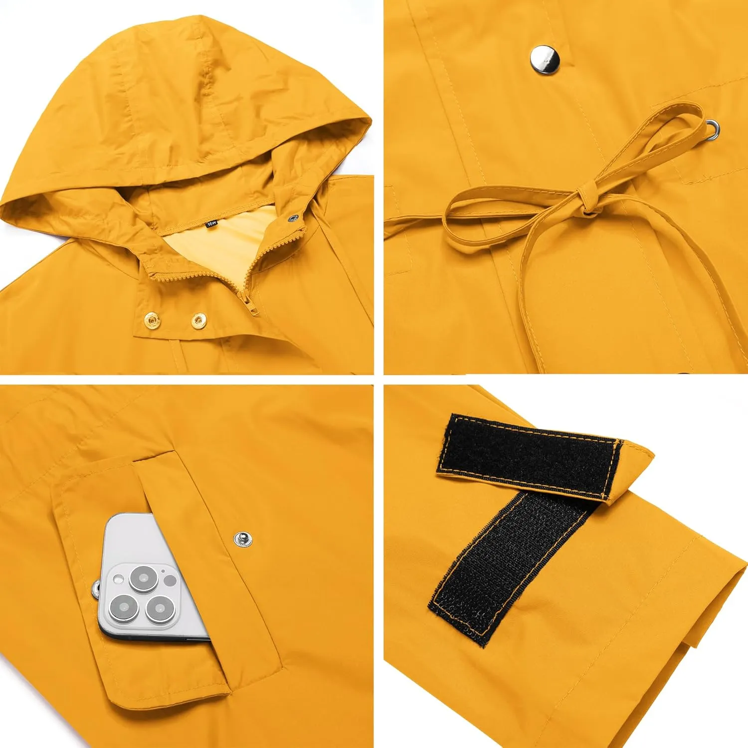 IN'VOLAND Plus Size Rain Jackets For Women Waterproof Rain Coats with Hood Lightweight Windbreaker Outdoor Trench Coat