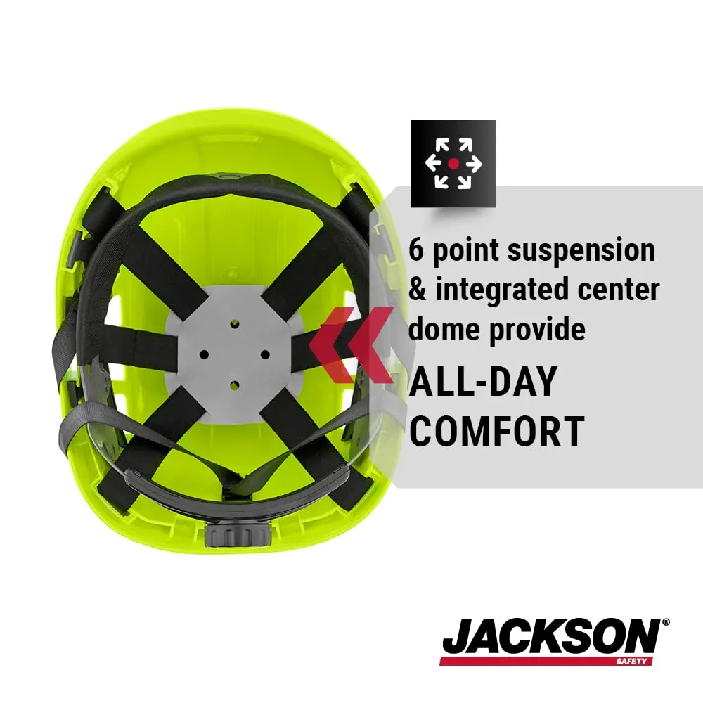 Jackson Safety CH400V Climbing-Style Hard Hat - Vented Construction Helmet with Chin Strap & Cup - ANSI Z89.1 & OSHA Compliant - (Multiple Colors)