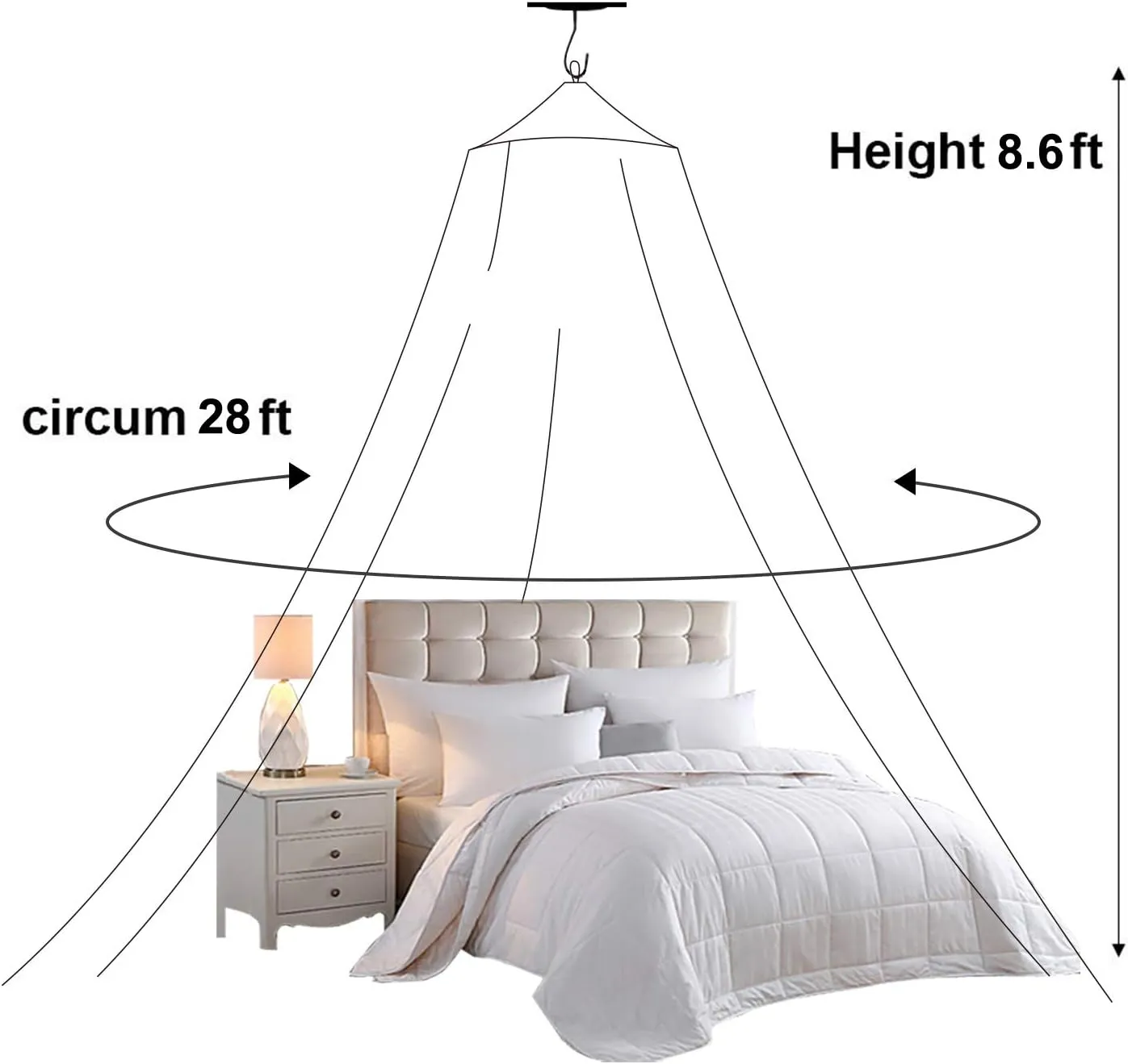 Jolitac Bed Canopy Lace Mosquito Net for Girls Beds, Unique Princess Play Tent Mesh Canopies Large Lace Dome Curtain Drapes Home & Travel (Wihte)