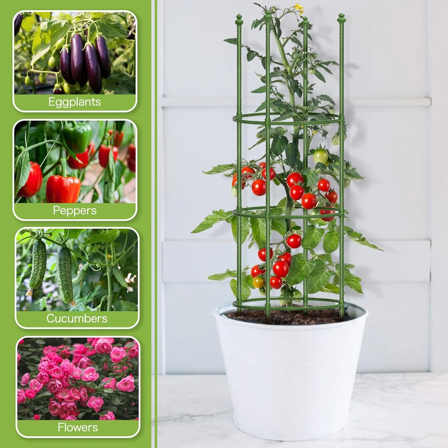 joyhalo 3 Pack Tomato Cages for Garden, 59 Inch Tomato Cage Heavy Duty, Height Adjustable Tomatoes Trellis for Climbing Plants Vegetables Flowers Cucumber Peony