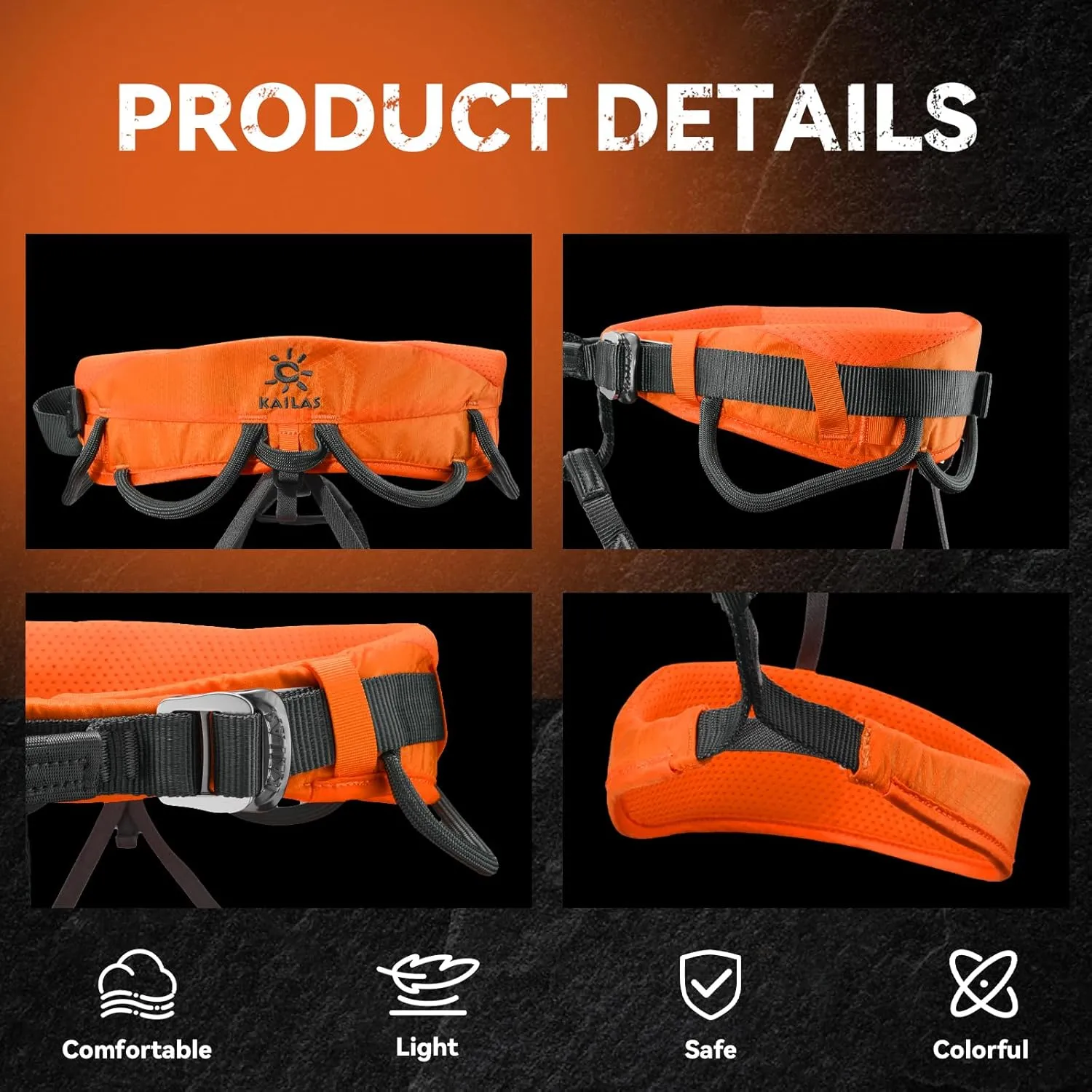 KAILAS Airo Rock Climbing Harness Men Mountaineering Tree Ice Climbing Women Half Body Safety Belt Rappelling