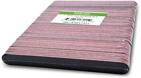 Karlash Professional Double Sided Emery Board 7" Black Nail File 50pcs (80/80 Grid)