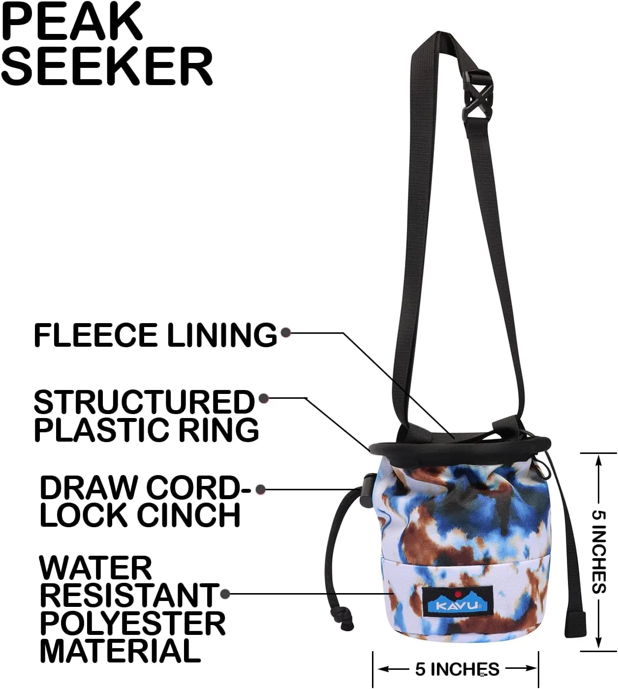 KAVU Peak Seeker Chalk Bag for Rock Climbing, Gymnastics, and Weightlifting