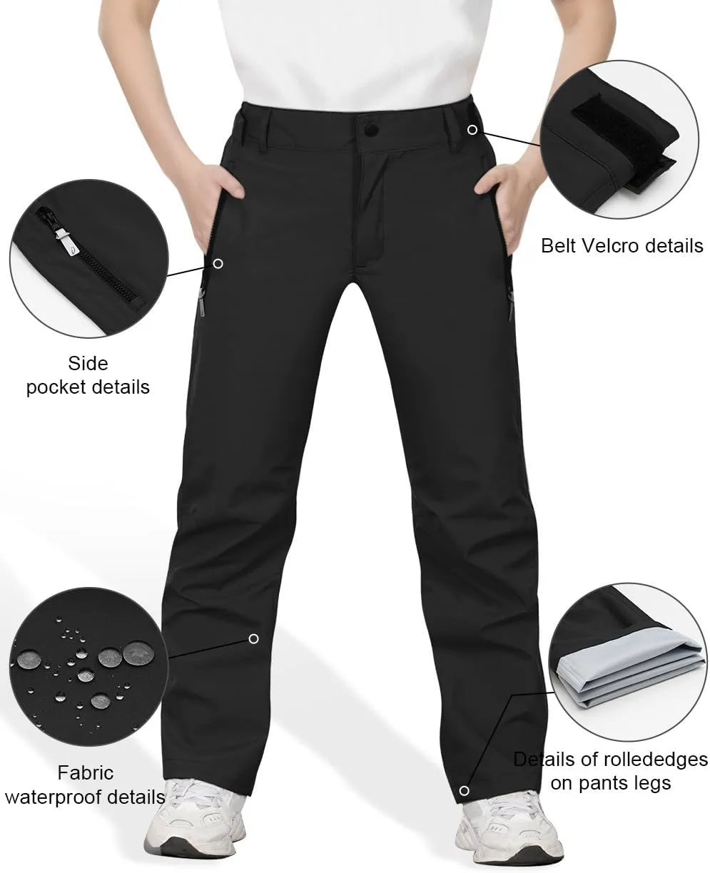Kids Hiking Pants Waterproof Quick Dry Boys Camping Cargo Pant Lightweight Softshell Uniform Pants for Kid Girls
