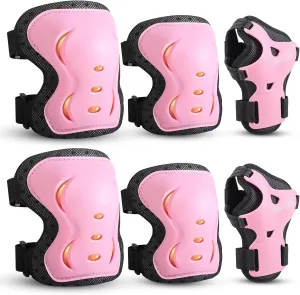 Kids/Youth/Adult Knee Pads Elbow Pads with Wrist Guards Protective Gear Set 6 Pack for Roller Skating Skateboard Cycling Skating Bike Scooter Riding Sports