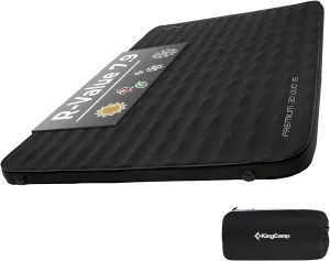 KingCamp Self Inflating Sleeping Pad Double Camping Foam Mattress 3" Thick 11 R Value Luxury 3D Sides Air Camping Pad Queen, 79"x50.4",Black