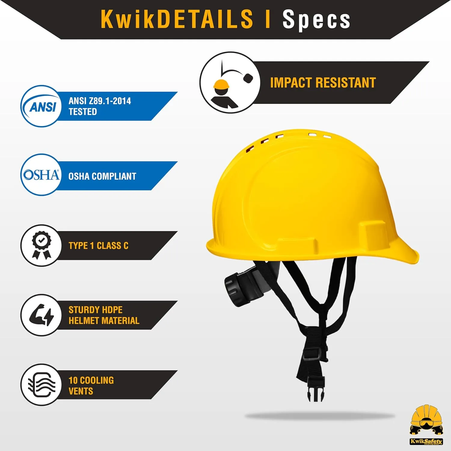 KwikSafety - Charlotte, NC - Hard Hats [Full Brim, Cap Style, Climbing Style] Type 1, Class C ANSI OSHA