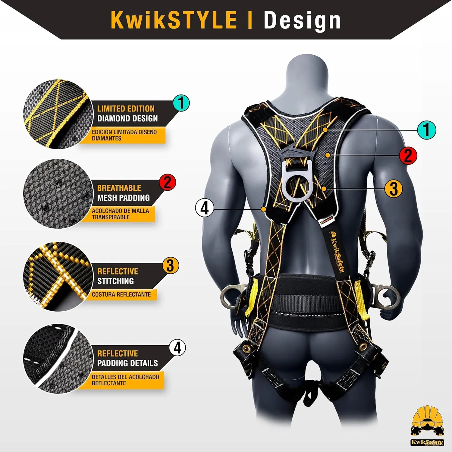 KwikSafety - Charlotte, NC - TYPHOON Ironworker Safety Harness [3 D-Ring, Tool Lanyard Loop] Construction ANSI Tested OSHA