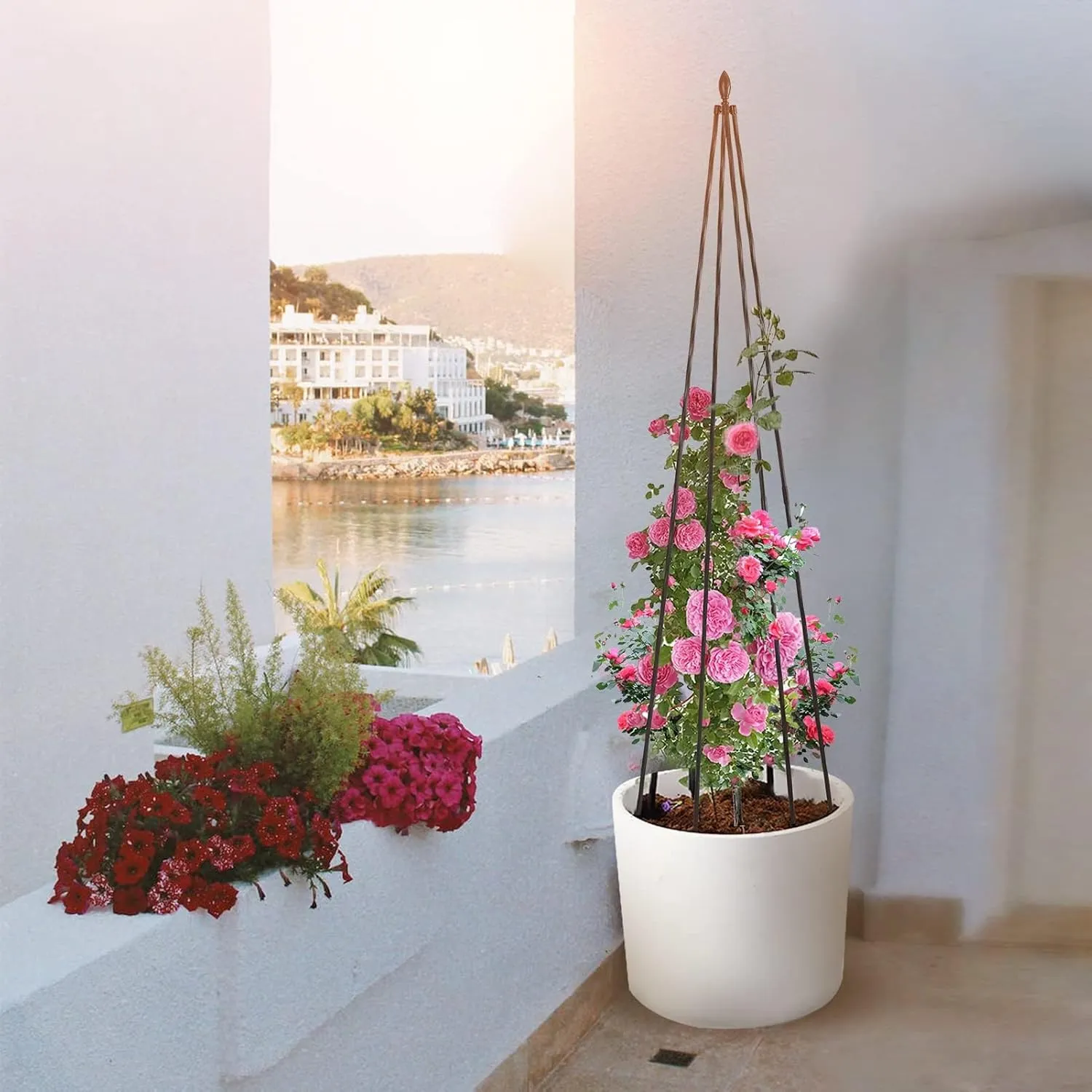 Lalahoni 2 Pack Garden Trellis for Climbing Plants Outdoor Indoor, 67inch Tall Obelisk Rose Trellis Climbing Plants Support Vine Vegetable Pea Bean Cucumber Trellis for Garden Raised Bed, Lightweight