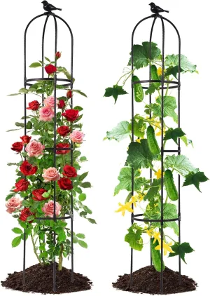 Lalahoni Garden Trellis for Climbing Plants Outdoor, 2 Pack 6ft Tall Plant Support for Potted Plants Climbing Vine Rose Clematis Vegetable Cucumber, Garden Obelisk Trellis