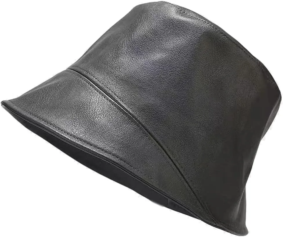 Leather Bucket Hat for Men Women, Packable Sun Hats, Fisherman Outdoor Summer Travel Hiking Beach Caps