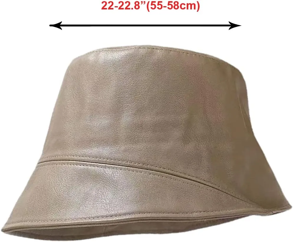 Leather Bucket Hat for Men Women, Packable Sun Hats, Fisherman Outdoor Summer Travel Hiking Beach Caps