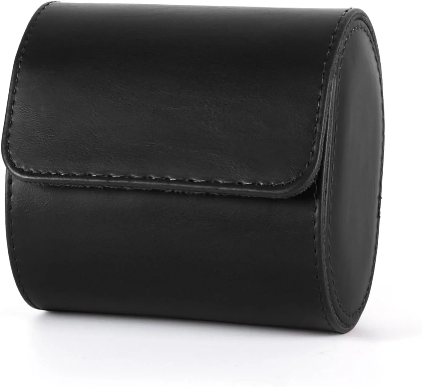 Leather Double Watch Box, Vintage Watch Roll Travel Case for Men and Women (Double-Black)