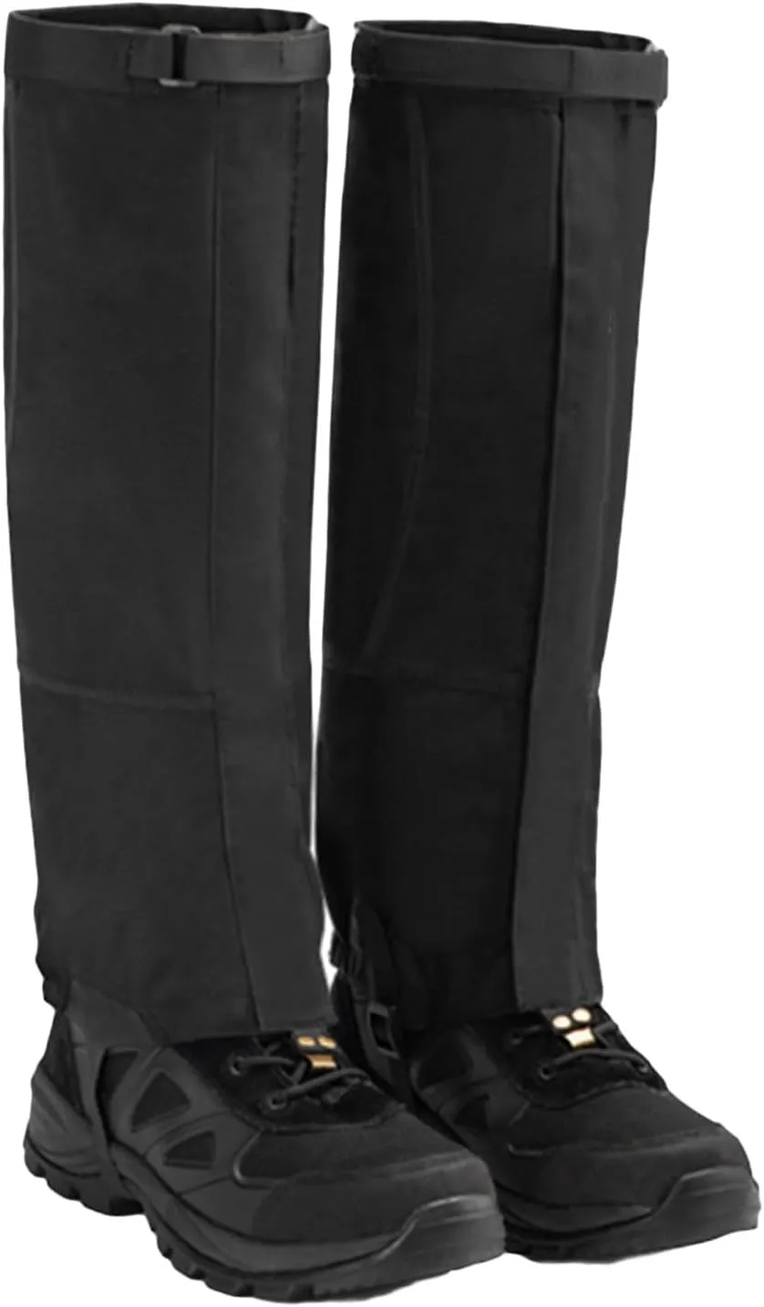 Leg Gaiters Ultra Outdoor Leggings, Waterproof Hiking Gaiters with Upgraded Rubber Foot Strap, Adjustable Snow Boot Gaiters (Color : Black, Size : Medium)