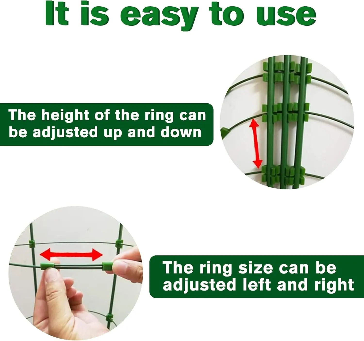 Legigo 4 Pack Tomato Cages for Garden- 36 Inches Adjustable Garden Cucumber Trellis Plant Support Cages Stakes, Trellis Support Rings for Outdoor Climbing Plants, Pots