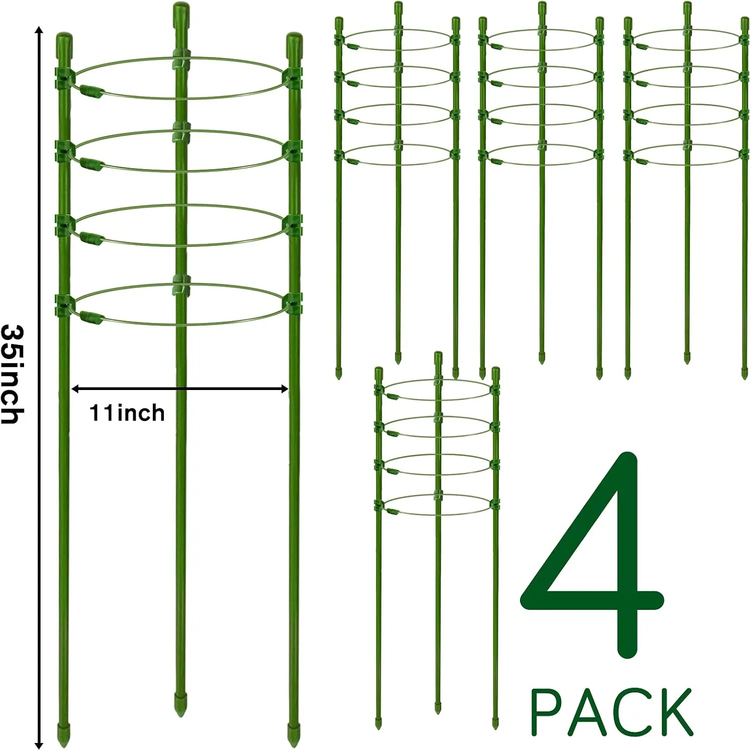 Legigo 4 Pack Tomato Cages for Garden- 36 Inches Adjustable Garden Cucumber Trellis Plant Support Cages Stakes, Trellis Support Rings for Outdoor Climbing Plants, Pots