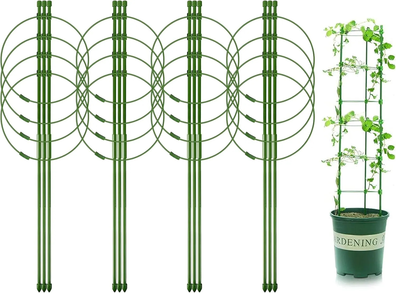 Legigo 4 Pack Tomato Cages for Garden- 36 Inches Adjustable Garden Cucumber Trellis Plant Support Cages Stakes, Trellis Support Rings for Outdoor Climbing Plants, Pots