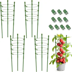 Legigo 4 Pack Tomato Cages for Garden- 36 Inches Adjustable Garden Cucumber Trellis Plant Support Cages Stakes, Trellis Support Rings for Outdoor Climbing Plants, Pots