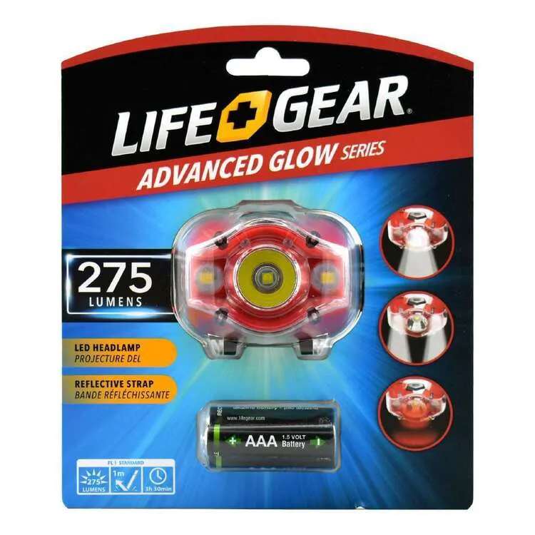 Life Gear 275 Lumen 3AAA Advanced Glow Headlamp/ Red OR Blue