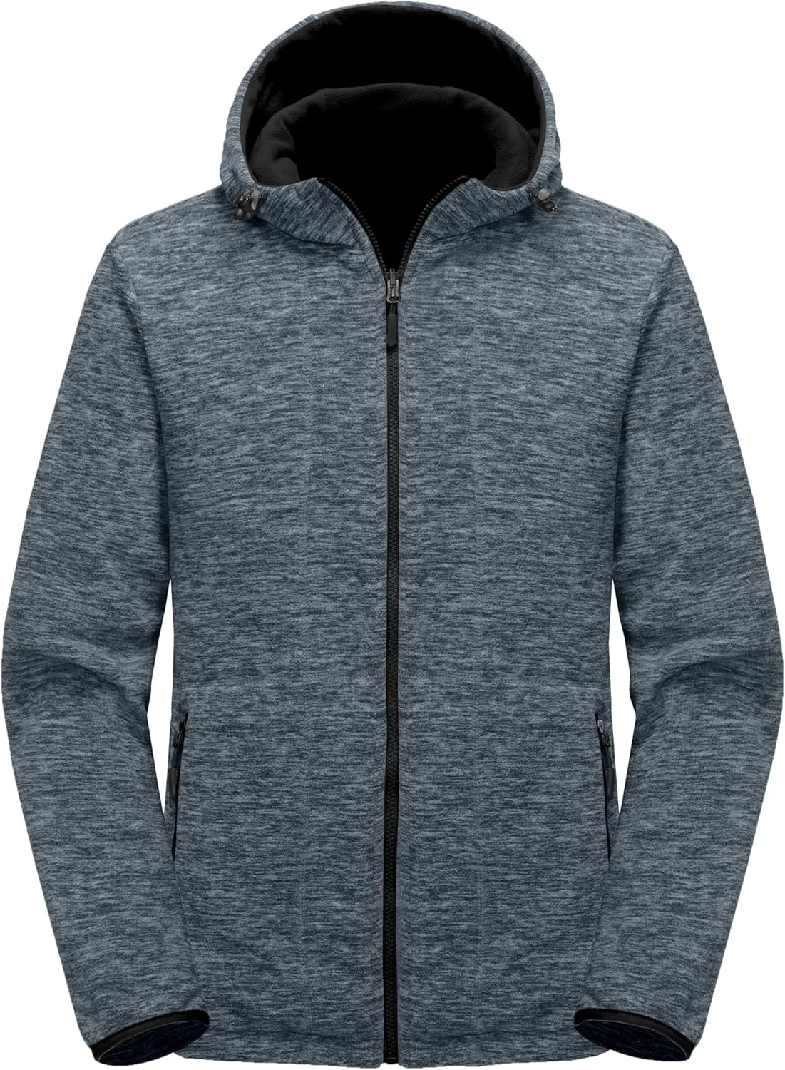 Little Donkey Andy Men's Lightweight Reversible Polar Fleece Jacket Full Zip Hoodie with Pockets Thermal Outdoor Coat