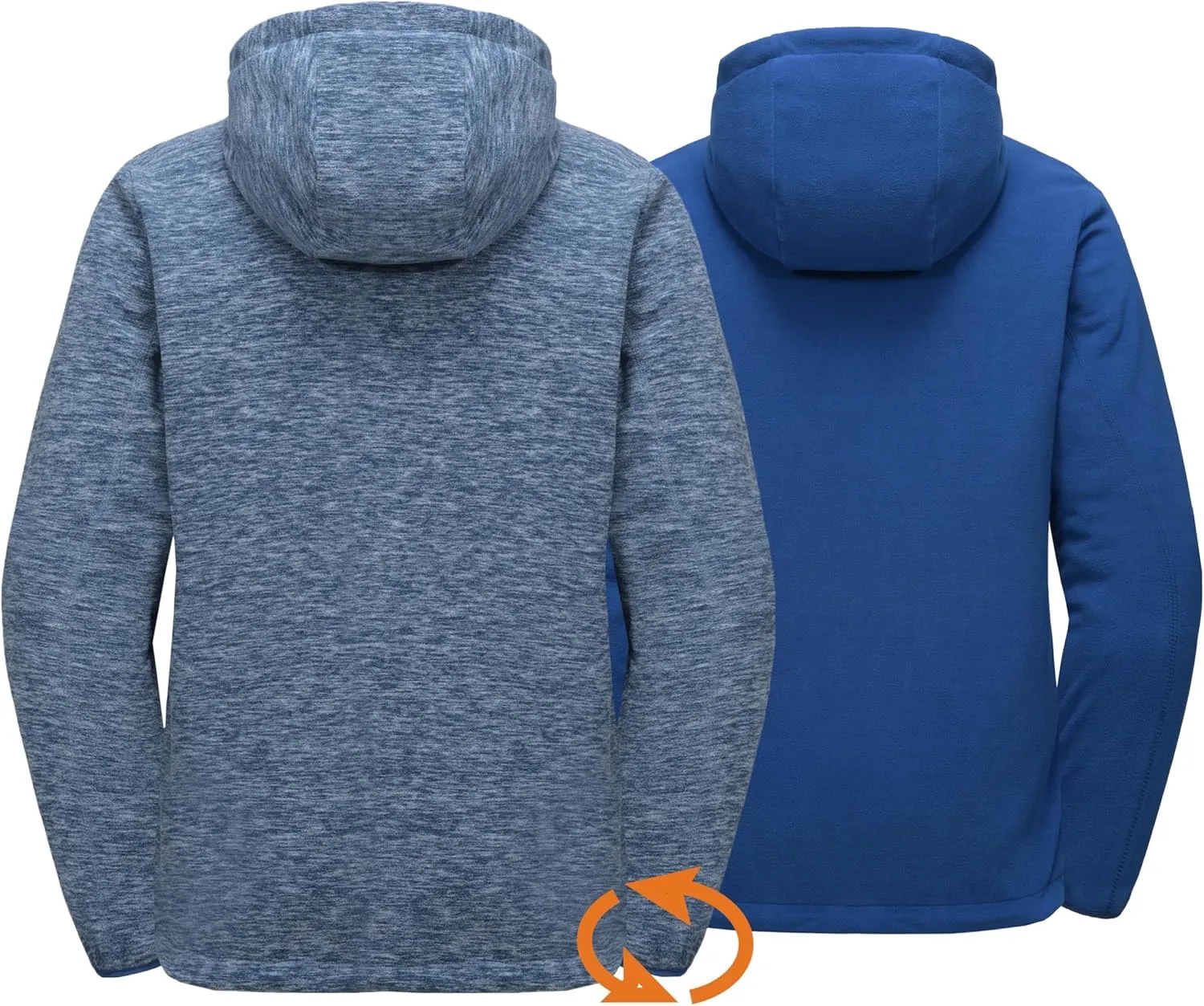 Little Donkey Andy Men's Lightweight Reversible Polar Fleece Jacket Full Zip Hoodie with Pockets Thermal Outdoor Coat