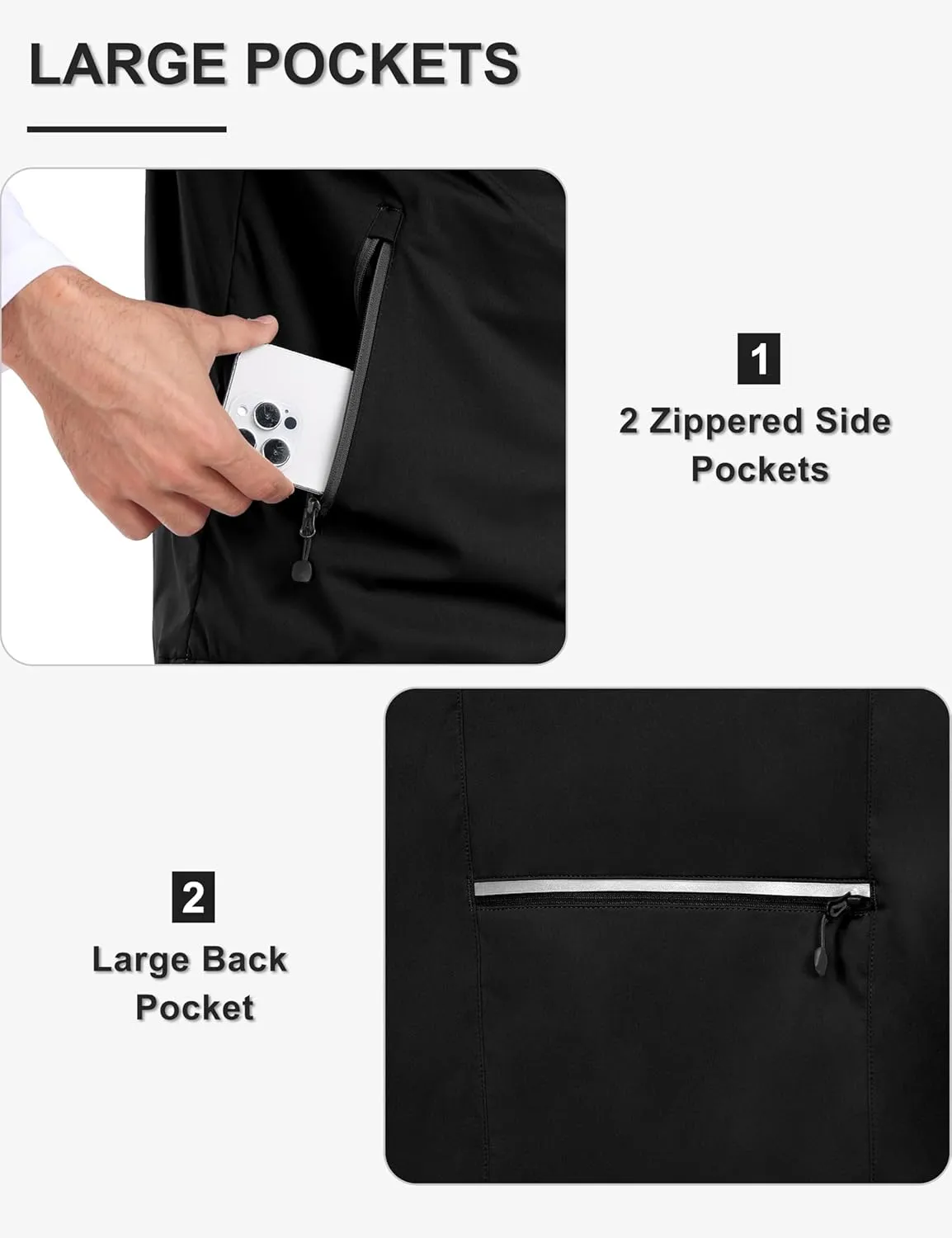 Little Donkey Andy Men's Lightweight Softshell Jackets Waterproof Removable Sleeve for Golf Hiking Cycling Running