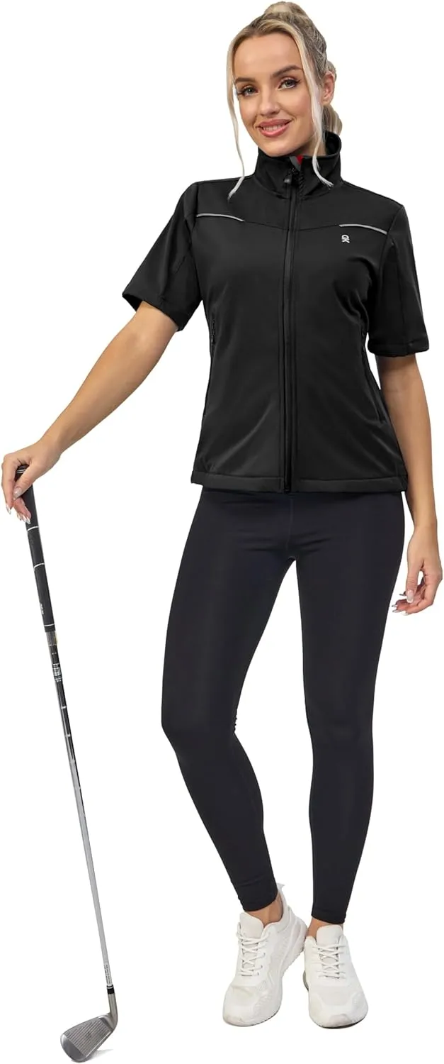 Little Donkey Andy Women's Short Sleeve Jacket Windproof Lightweight Vest for Golf Hiking Running