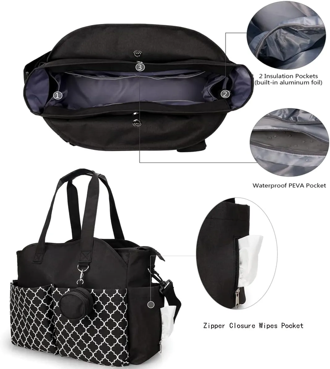 Lmbabter Diaper Bag Tote with Changing Station Upgrade Multi-Function Baby Bag with Adjustable Shoulder Strap