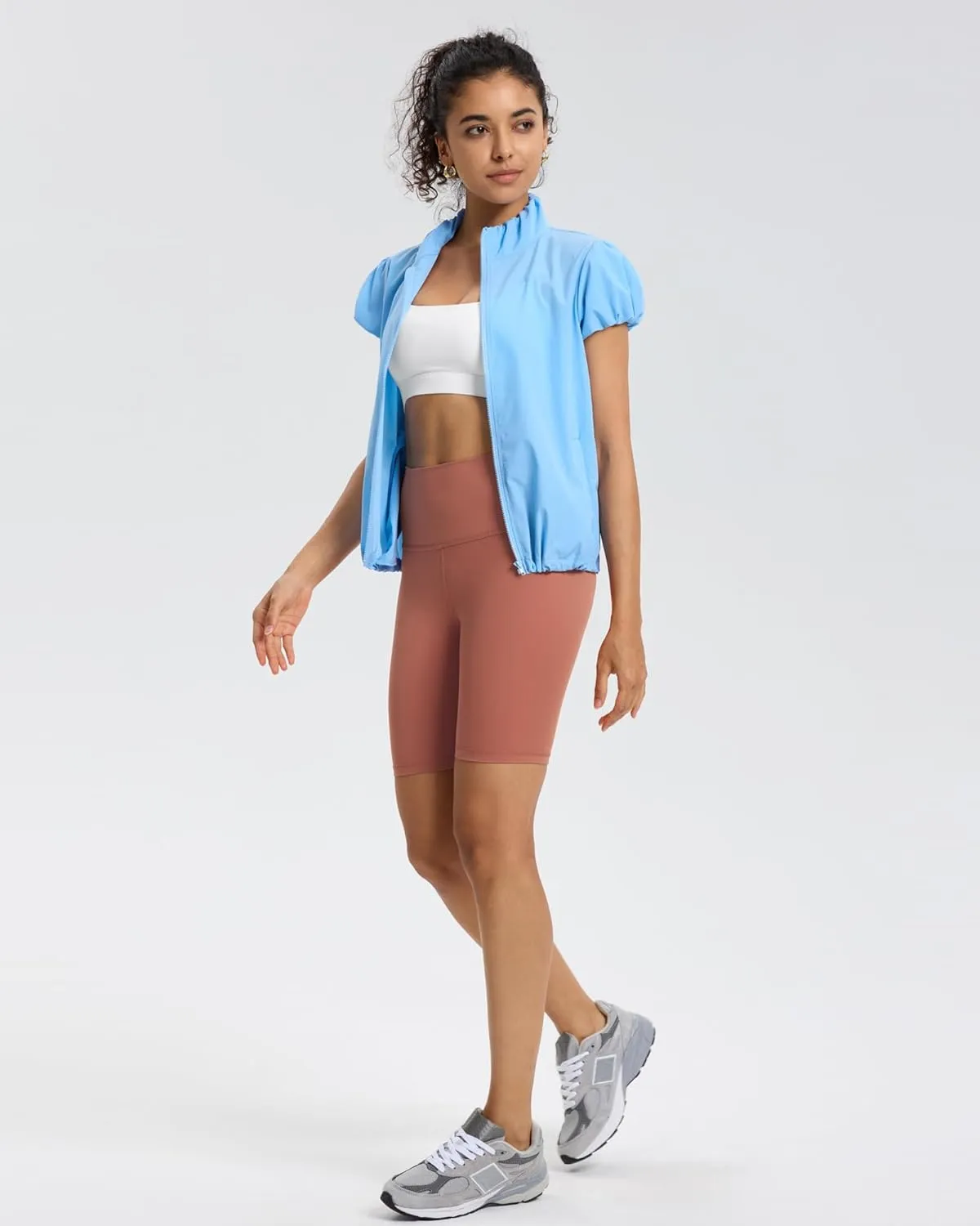 Locachy Women's Lightweight Short Sleeve Zip Up Athletic Jacket Stand Collar Sun Protection Workout Outdoor Jacket